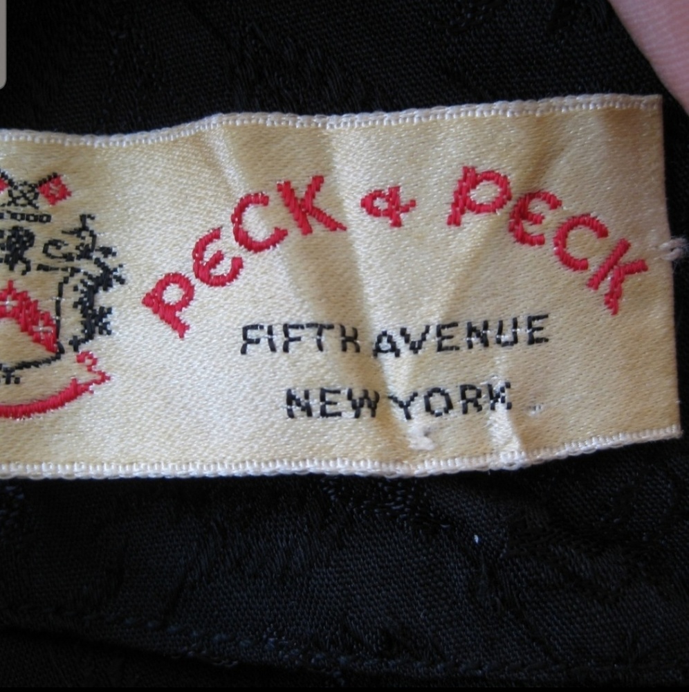 Vintage 1950's silk jacquard little black dress M - Picture 6 of 7